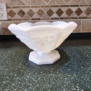 Vintage milk glass pedestal bowl